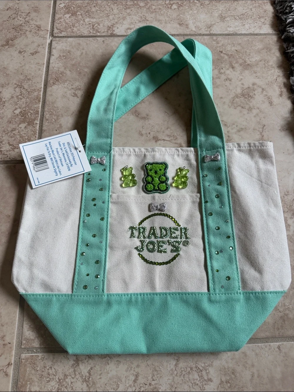 Custom Trader Joe’s mini pastel mint tote